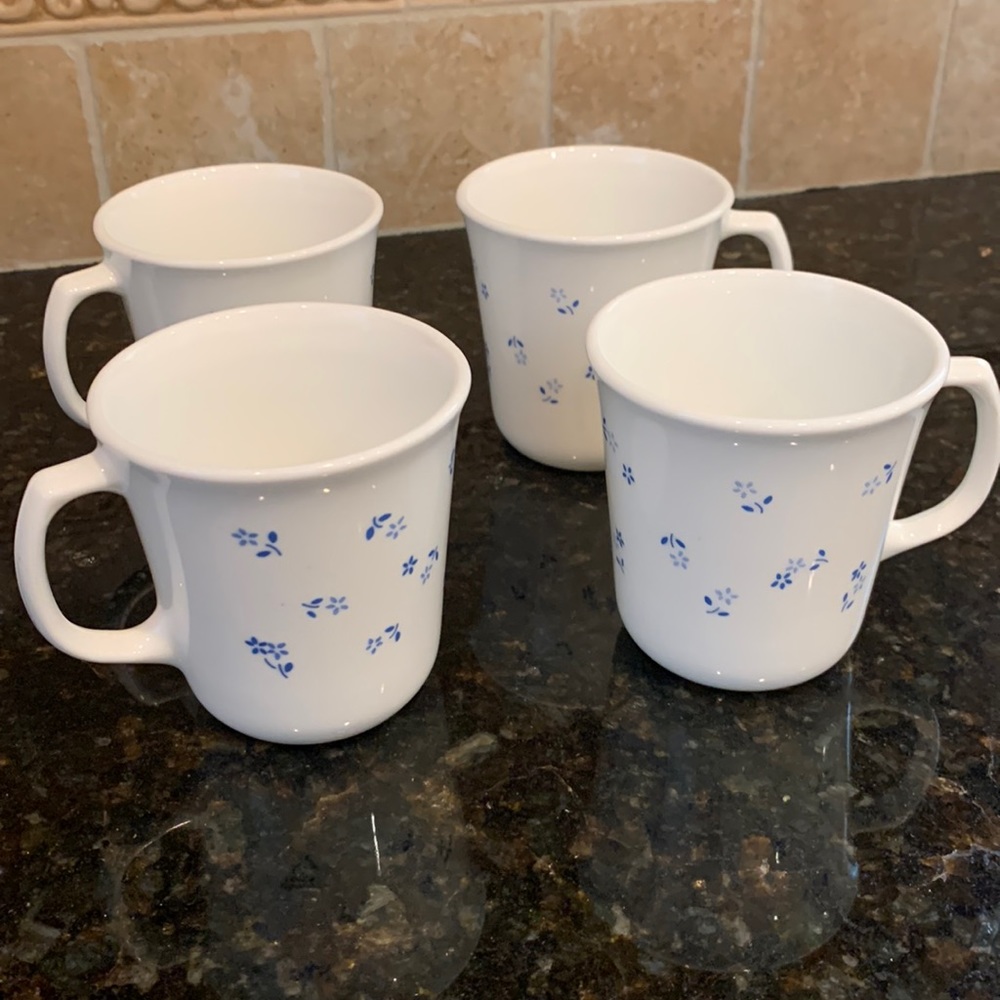 CorningWare Vintage Corning Provincial Blue Ceramic Mug set of 4
